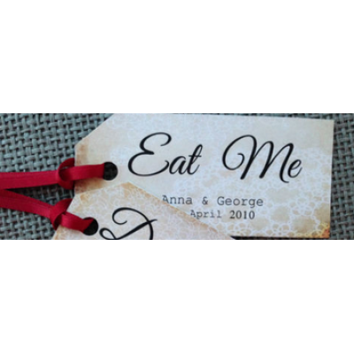 'Eat Me' shabby chic tags x3